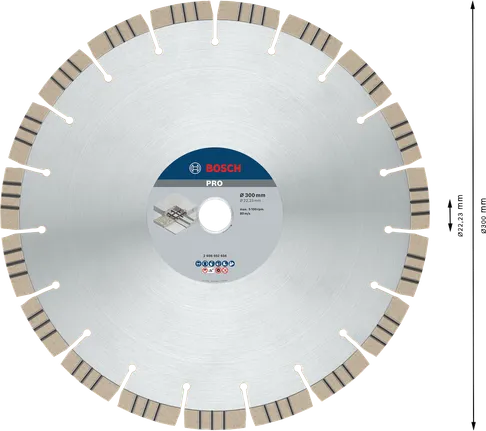 Алмазный диск Bosch PRO Concrete 300 мм для резки бетона.