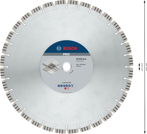 Алмазный диск по бетону Bosch PRO 450 мм для резки.