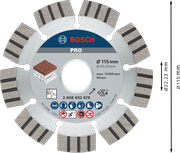 Абразивный алмазный диск Bosch PRO 115 мм для резки.