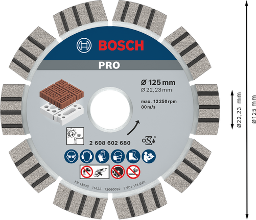 Абразивный алмазный диск Bosch PRO 125 мм для резки кирпича.