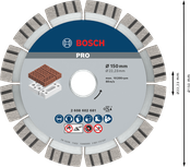 Абразивный алмазный диск Bosch PRO 150 мм для резки каменной кладки.