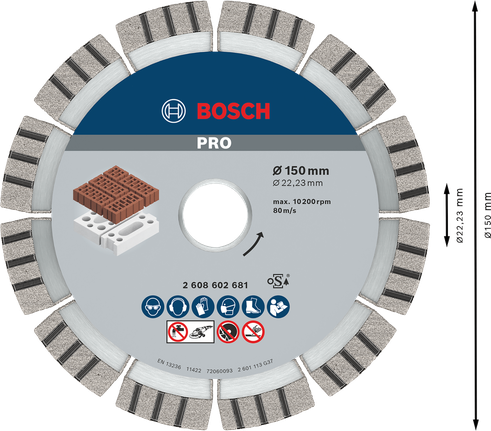Абразивный алмазный диск Bosch PRO 150 мм для резки каменной кладки.