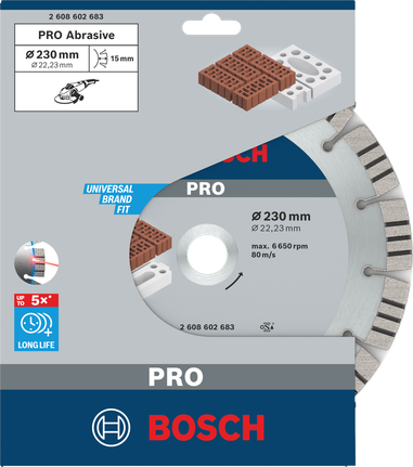 Абразивный алмазный диск Bosch PRO 230×22,23 мм.