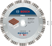 Абразивный алмазный диск Bosch PRO 230 мм для каменной кладки.
