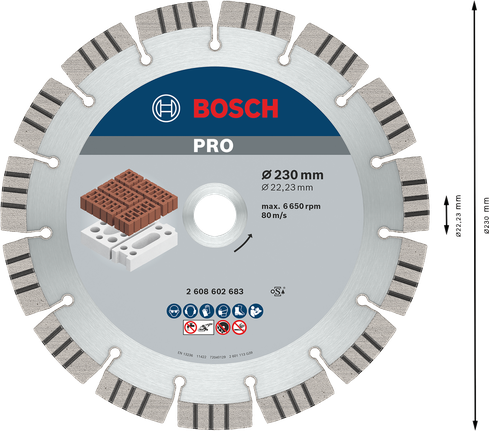 Абразивный алмазный диск Bosch PRO 230 мм для каменной кладки.