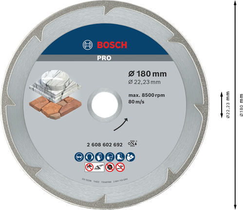 Алмазный диск Bosch PRO Marble 180 мм для резки камня.