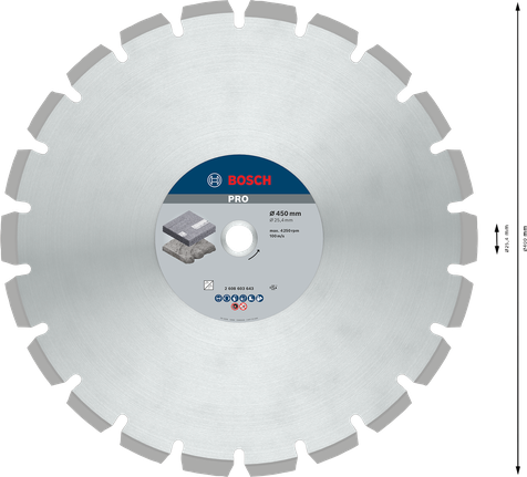 Алмазный диск Bosch PRO Asphalt 450 мм для резки асфальта.