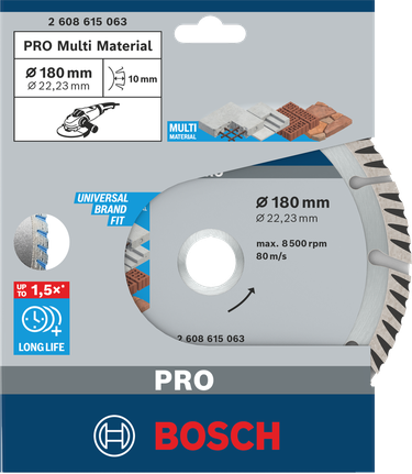 Алмазный диск Bosch PRO Multi Material 180×22,23 мм.