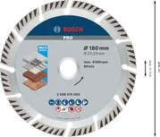 Алмазный диск Bosch PRO Multi Material 180 мм для резки.