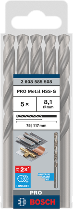 Набор сверл Bosch PRO Metal HSS-G 8,1 мм, 5 шт.