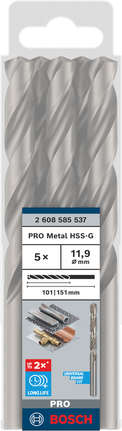 Набор сверл Bosch PRO Metal HSS-G диаметром 11,9 мм.