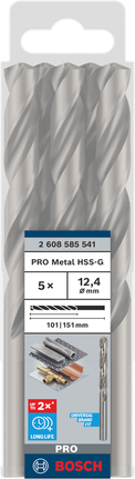 Набор сверл Bosch PRO Metal HSS-G диаметром 12,4 мм.
