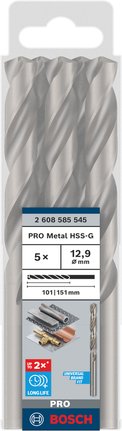 Набор сверл Bosch PRO Metal HSS-G диаметром 12,9 мм.