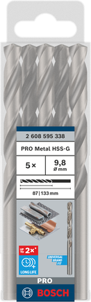 Набор сверл Bosch PRO Metal HSS-G диаметром 9,8 мм.