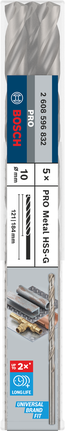 Сверло Bosch PRO Metal HSS-G с длинной спиралью, 10 мм, 5 шт.