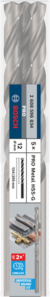 Набор сверл Bosch PRO Metal HSS-G с длинной спиральной головкой, 12 мм.