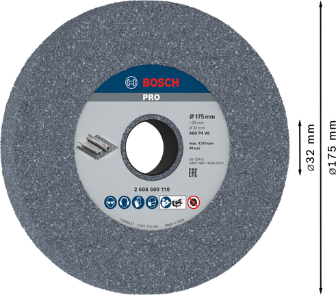 Шлифовальный круг Bosch PRO по металлу 175 x 25 x 32 мм G60.