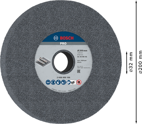 Шлифовальный круг Bosch PRO по металлу 200 x 25 x 32 мм G46.