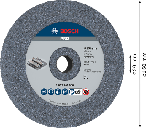 Шлифовальный круг Bosch PRO по металлу 150 x 20 мм G60.