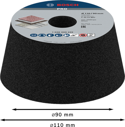 Шлифовальный круг Bosch PRO Stone конической формы, диаметр 90-110 мм.