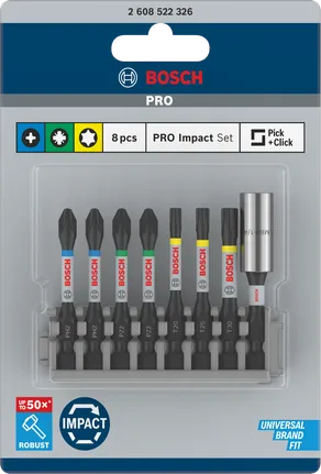 Набор бит Bosch PRO Impact из 8 предметов.