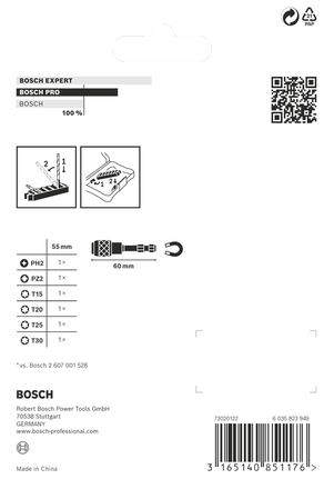 Набор из 8 бит и держателей Bosch PRO Impact.