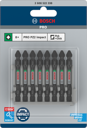 Ударные биты Bosch PRO PZ2 двухсторонние 65 мм 8 шт.