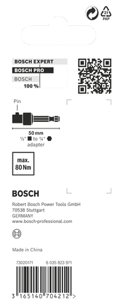 Переходник для торцевых ключей Bosch PRO с штыревым соединением, 1/2 дюйма, 50 мм.