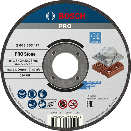 Диск для резки камня Bosch PRO 115 мм для каменных материалов.