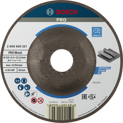 Отрезной диск Bosch PRO с металлическим покрытием, 125 x 2,5 x 22,23 мм.