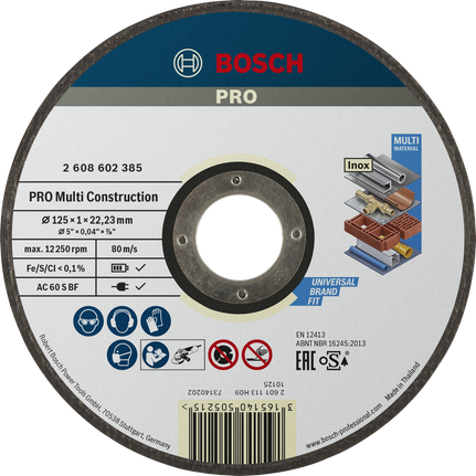 Универсальный отрезной диск Bosch PRO для различных материалов, диаметр 125 мм.