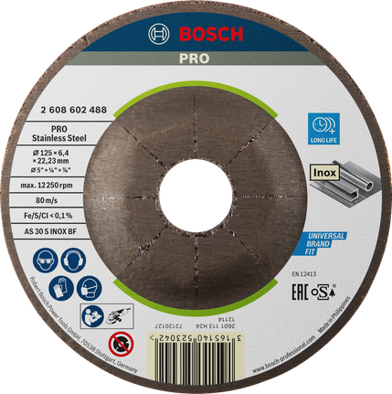 Шлифовальный диск Bosch PRO из нержавеющей стали 125 мм для нержавеющей стали.