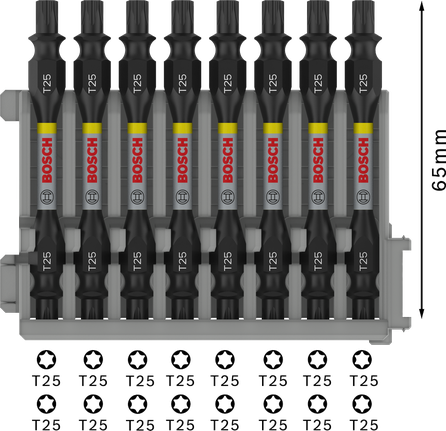 Набор двухсторонних ударных бит Bosch PRO T25, 65 мм.