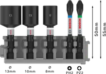 Набор Bosch PRO Impact с торцевыми ключами и системой Pick and Click, 5 предметов.