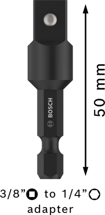 Переходник для торцевых ключей Bosch PRO 3/8 дюйма на 1/4 дюйма, 50 мм.