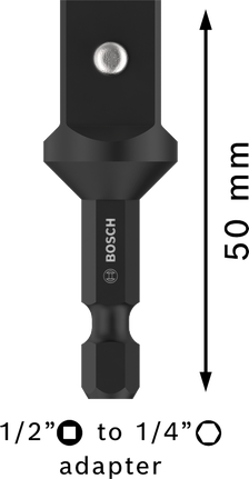 Переходник для торцевых ключей Bosch PRO 1/2" на 1/4", 50 мм.