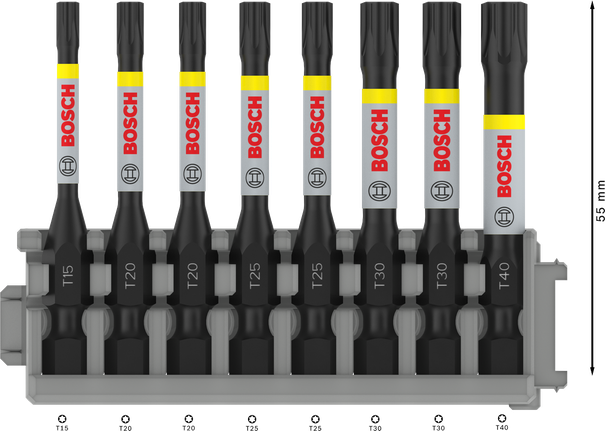 Набор бит Bosch PRO Torx Impact T15-T40, 55 мм, 8 шт.