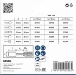 Комплект контактных групп Bosch PRO со стальным креплением, информацией о частоте вращения и мерах безопасности.