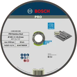 Отрезной диск Bosch PRO из нержавеющей стали диаметром 230 мм для нержавеющей стали.