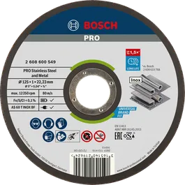 Диск для резки нержавеющей стали и металла Bosch PRO, диаметр 125 мм.