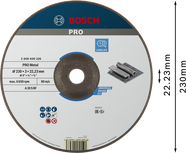 Отрезной диск Bosch PRO с металлическим креплением, 230x3x22,23 мм.