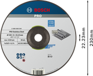 Шлифовальный диск Bosch PRO из нержавеющей стали, 230 мм.