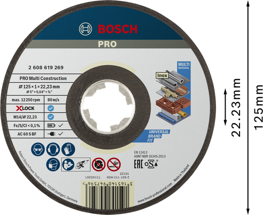Отрезной диск Bosch PRO Multi Material X-Lock 125 мм.