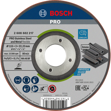 Полугибкий шлифовальный диск Bosch PRO 115 мм для нержавеющей стали.