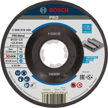 Отрезной диск Bosch PRO с металлическим креплением X-Lock 115 мм.