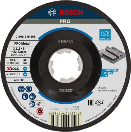 Шлифовальный диск Bosch PRO с металлическим креплением X-Lock 115 мм.