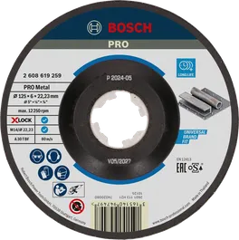 Шлифовальный диск Bosch PRO с металлическим креплением, 125 мм, X-Lock.