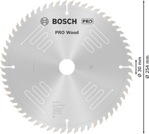 Пильный диск Bosch PRO для циркулярной пилы по дереву диаметром 254 мм обеспечивает чистый срез древесины.