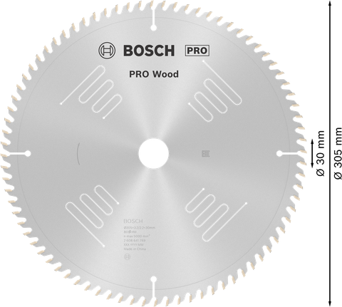 Пильный диск Bosch PRO Wood 305 мм T80 для тонкой распиловки древесины.