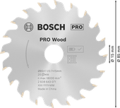 Пильный диск Bosch PRO для циркулярной пилы по дереву диаметром 85 мм для точной распиловки древесины.